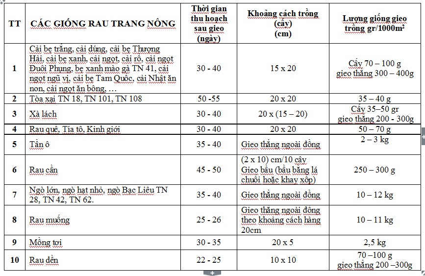 Kỹ thuật trồng rau ăn lá